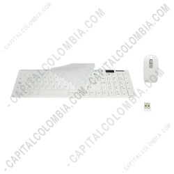 Ampliar foto de Combo de teclado con protector y mouse inalámbrico de color Blanco en Español - Jaltech 10306