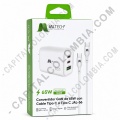 Cargador Carga Rápida GaN 65W con cable Tipo C JAL-56 para carga rápida Quick Charge y Power Delivery - Marca Jaltech
