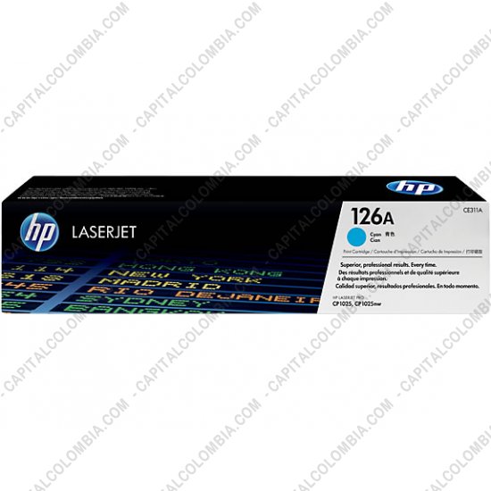 Cintas para impresoras POS, Tonner, CD, DVD y Otros, Marca: HP - Toner HP 126A Cyan para Laserjet CP1025/100 MFP/200 M275nw MFP para 1.000 Páginas Aprox.  (Ref. CE311A)