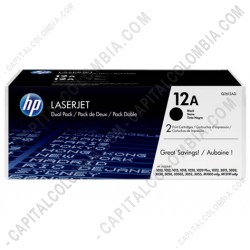 Ampliar foto de Toner HP 12A Negro x 2 Unidades para Laserjet 1000 y 3000 para 2.000 Páginas Aprox. por Cartucho  (Ref. Q2612AD)