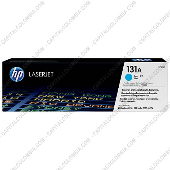 Cintas para impresoras POS, Tonner, CD, DVD y Otros, Marca: HP - Toner Hp 131A Cyan para Laserjet Pro 200/M251/M276 para 1.800 Páginas Aprox. (Ref. CF211A)