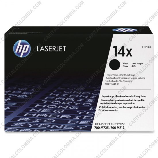 Cintas para impresoras POS, Tonner, CD, DVD y Otros, Marca: HP - Toner HP 14X Negro para Laserjet M725z, M712dn, M712xh, M725dn, para 17.500 Páginas Aprox. (Ref. CF214X)