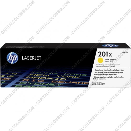 Cintas para impresoras POS, Tonner, CD, DVD y Otros, Marca: HP - Toner HP 201X Amarillo para LaserJet M252/MFP M277 para 2.300 Páginas Aprox. (Ref. CF402X)