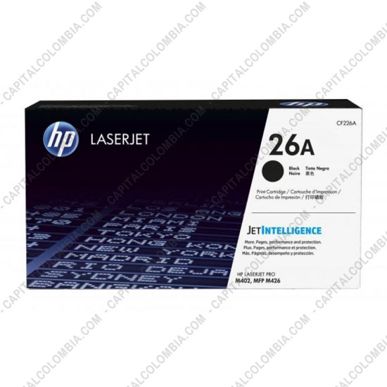 Cintas para impresoras POS, Tonner, CD, DVD y Otros, Marca: HP - Toner HP 26A Negro para LaserJet M402DN/M402/MFP M426 para 3.100 Páginas Aprox. (Ref. CF226A)