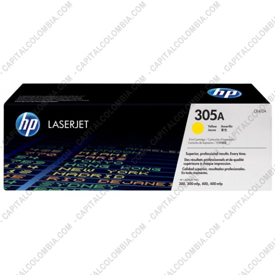 Cintas para impresoras POS, Tonner, CD, DVD y Otros, Marca: HP - Toner HP 305A color Amarillo para Laserjet Pro 300/400 para 2600 páginas aprox. - Ref CE412A