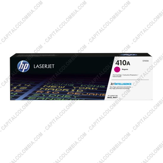 Cintas para impresoras POS, Tonner, CD, DVD y Otros, Marca: HP - Toner HP 410A Magenta para Laserjet M452dn, M452nw, M377dw, M477fdn, M477fdw, M477fnw para 2.300 Páginas Aprox.(Ref. CF413A)