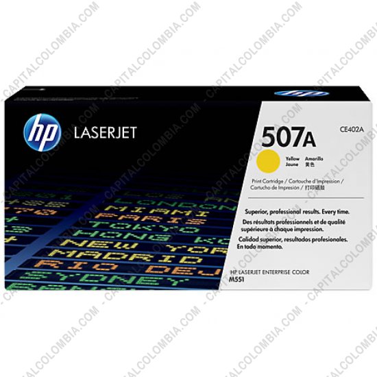 Cintas para impresoras POS, Tonner, CD, DVD y Otros, Marca: HP - Toner HP 507A Amarillo para Laserjet M551n, M551dn, M570dn, M575c, M575f para 6.000 Páginas Aprox. (Ref. CE402A)