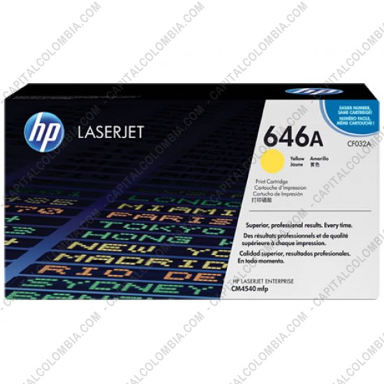 Cintas para impresoras POS, Tonner, CD, DVD y Otros, Marca: HP - Toner HP 646A Amarillo para Laserjet CM4540 para 12.500 Páginas Aprox. (Ref. CF032A)