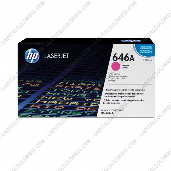 Cintas para impresoras POS, Tonner, CD, DVD y Otros, Marca: HP - Toner HP 646A Magenta para Laserjet CM4540 para 12.500 Páginas Aprox. (Ref. CF033A)