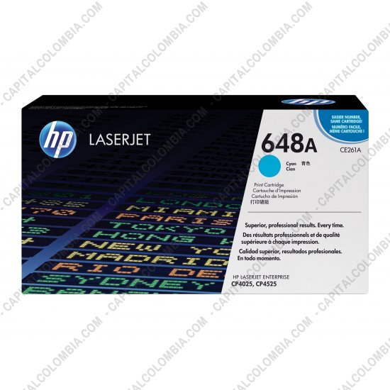 Cintas para impresoras POS, Tonner, CD, DVD y Otros, Marca: HP - Toner HP 648A Cyan para Laserjet 4525dn para 11.000 Páginas Aprox. (Ref. CE261A)