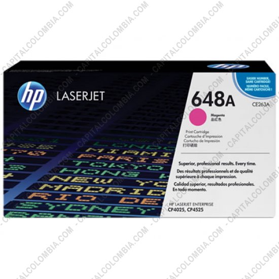 Cintas para impresoras POS, Tonner, CD, DVD y Otros, Marca: HP - Toner HP 648A Magenta para Laserjet 4525dn para 11.000 Páginas Aprox. (Ref. CE263A)