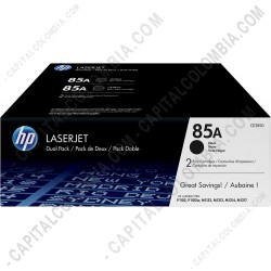 Ampliar foto de Toner HP 85A Negro X 2 unidades para Laserjet P1102, P1102w, P1102w, M1132, M1212nf, M1217nfw para 1.600 Aprox. (Ref. CE285AD)