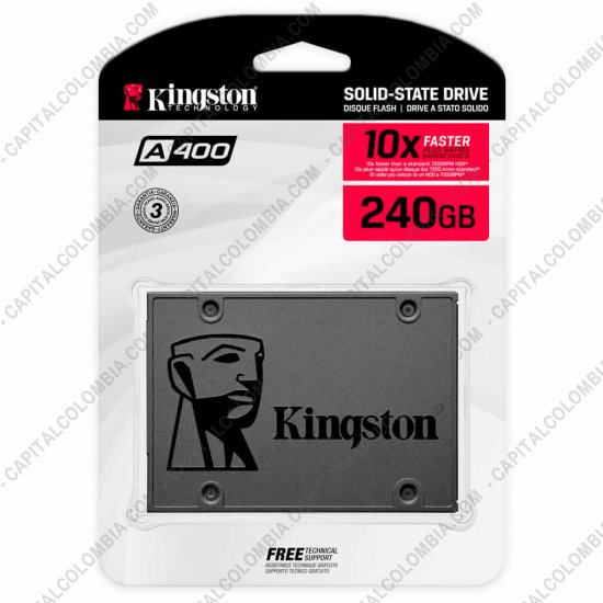 Discos duros externos, de estado sólido, Memorias USB, Kingston, Marca: Kingston - Disco duro sólido Kingston SSD interno SA400S37/240G - 240GB