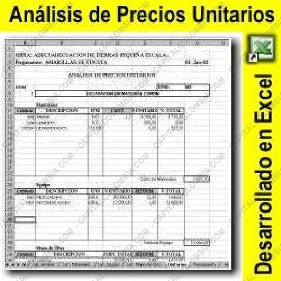 Capital Colombia - Foto No. 1 de Análisis de precios unitarios en Excel