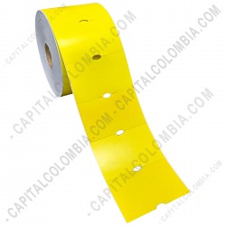 Ampliar foto de Rollo de 1.250 Etiquetas en Propalcote Amarillo de 7cms X 4cms a una columna (70x40mm)