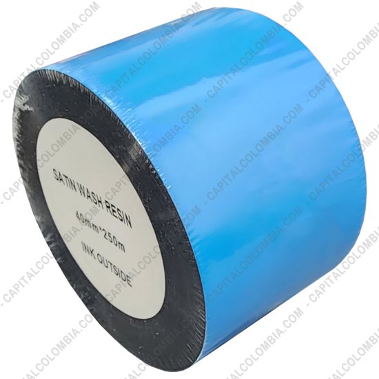 Rollos de etiquetas adhesivas y Nylon Textil, Marca: CapitalColombia - Rollo de cinta resina textil negra para Satin y Nylon de 40mm x 250mts