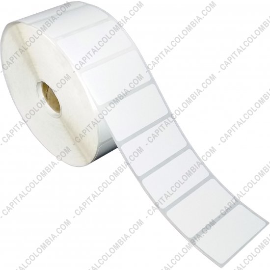 Rollos de etiquetas adhesivas y Nylon Textil, Marca: CapitalColombia - Rollo de etiquetas adhesivas en papel térmico de 2.500 rótulos a una columna de 5cms x 2.5cms (50x25mm)