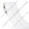 Rollo de etiquetas adhesivas en papel transferencia bond de 2.500 rótulos a Dos Columnas de 5cms x 4cms (50x40mm) - Marca CapitalColombia