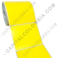 Rollo de etiquetas de transferencia (bond) color amarillo de 500 rótulos a una columna de 10cms x 8.2cms (100x82mm)