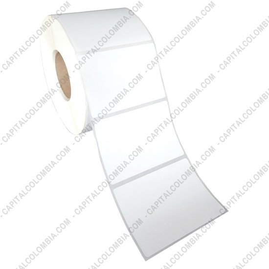 Rollos de etiquetas adhesivas y Nylon Textil, Marca: CapitalColombia - Rollo de etiquetas de transferencia (bond) de 2000 rótulos a una columna de 10cms x 8.2cms (100x82) Core 3"