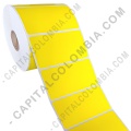 Rollo de etiquetas en papel bond amarillo de 1000 rótulos a una columna de 8cms x 4cms (80x40mm)