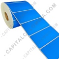 Rollo de etiquetas en papel bond azul de 1000 rótulos a una columna de 8cms x 4cms (80x40mm)