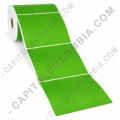 Rollo de etiquetas en papel bond color verde de 500 rótulos a una columna 10cms x 10cms (100x100mm) - Marca CapitalColombia
