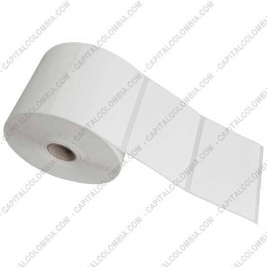 Rollos de etiquetas adhesivas y Nylon Textil, Marca: CapitalColombia - Rollo de etiquetas en papel bond de 1000 rótulos a una columna 8cms x 6.3cms (80x63mm)