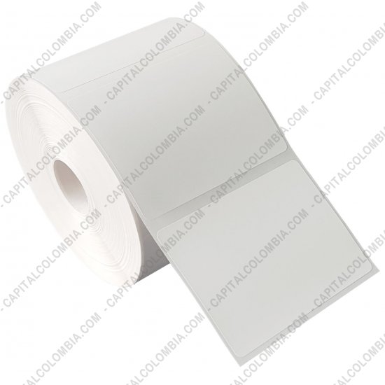 Rollos de etiquetas adhesivas y Nylon Textil, Marca: CapitalColombia - Rollo de etiquetas en papel bond de 1000 rótulos a una columna 8cms x 6.3cms (80x63mm)