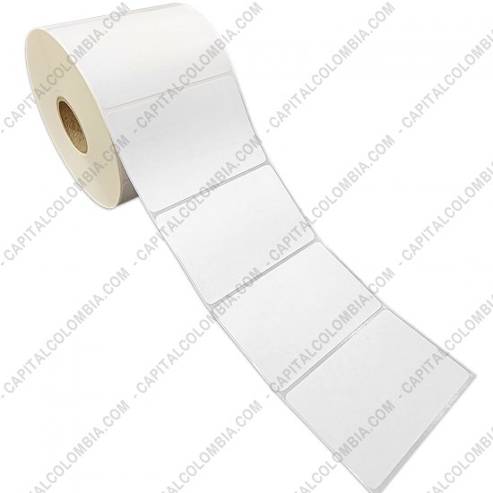 Rollos de etiquetas adhesivas y Nylon Textil, Marca: CapitalColombia - Rollo de etiquetas en papel bond de 1000 rótulos a una columna de 7.5cms x 5.0cms (75x50mm)