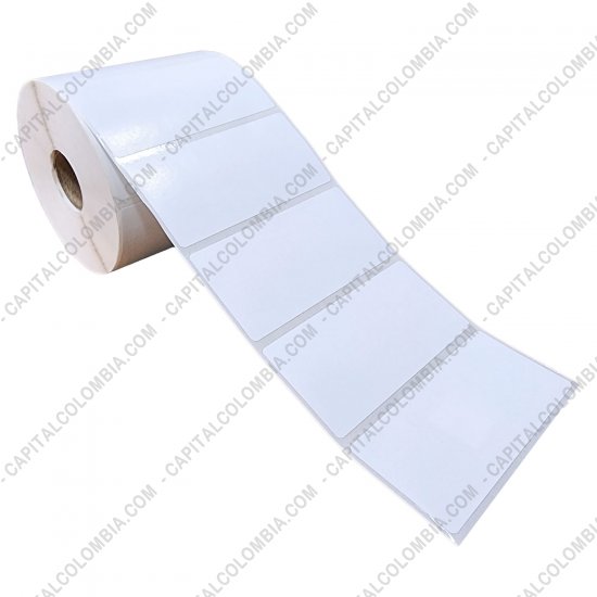 Rollos de etiquetas adhesivas y Nylon Textil, Marca: CapitalColombia - Rollo de etiquetas en papel bond de 1000 rótulos a una columna de 8cms x 4cms (80x40mm)