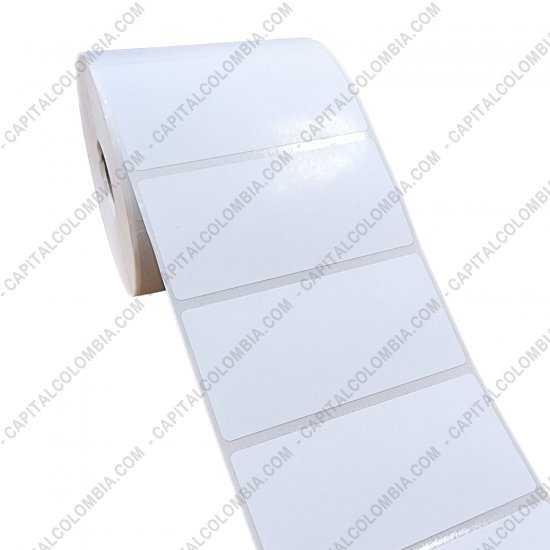 Rollos de etiquetas adhesivas y Nylon Textil, Marca: CapitalColombia - Rollo de etiquetas en papel bond de 1000 rótulos a una columna de 8cms x 4cms (80x40mm)