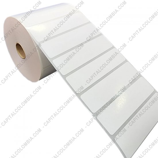 Rollos de etiquetas adhesivas y Nylon Textil, Marca: CapitalColombia - Rollo de etiquetas en papel bond de 2500 rótulos a una columna 10cms x 2.5cms (100x25mm)