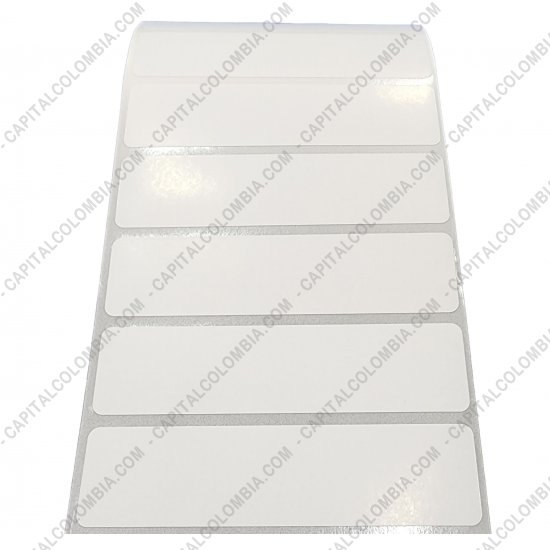 Rollos de etiquetas adhesivas y Nylon Textil, Marca: CapitalColombia - Rollo de etiquetas en papel bond de 2500 rótulos a una columna 10cms x 2.5cms (100x25mm)