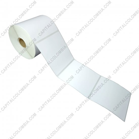 Rollos de etiquetas adhesivas y Nylon Textil, Marca: CapitalColombia - Rollo de etiquetas en papel bond de 500 rótulos a una columna 10cms x 10cms (100x100mm)