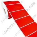 Rollo de etiquetas en papel bond rojo de 1000 rótulos a una columna de 8cms x 4cms (80x40mm)