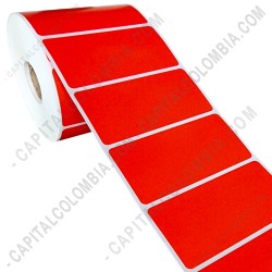 Ampliar foto de Rollo de etiquetas en papel bond rojo de 1000 rótulos a una columna de 8cms x 4cms (80x40mm)