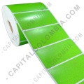 Rollo de etiquetas en papel bond verde de 1000 rótulos a una columna de 8cms x 4cms (80x40mm)