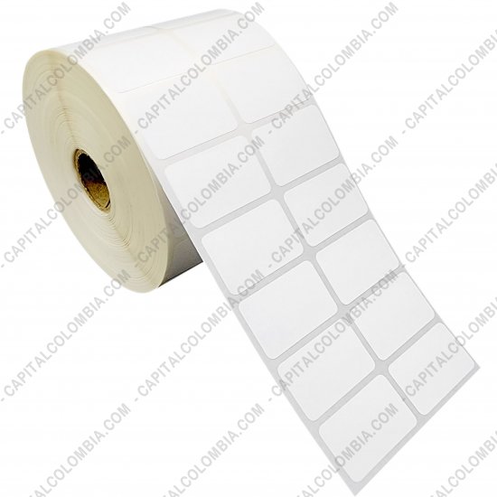 Rollos de etiquetas adhesivas y Nylon Textil, Marca: CapitalColombia - Rollo de etiquetas en papel de transferencia de 5.000 rótulos a dos columnas de 4cms x 2.5cms (40x25mm)