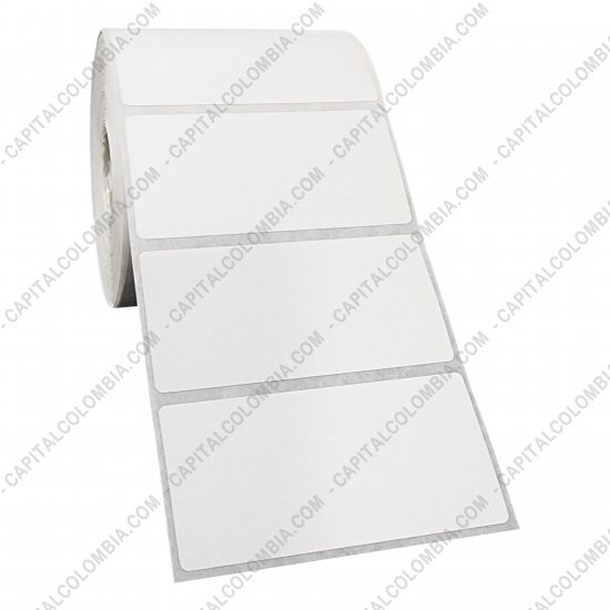 Rollos de etiquetas adhesivas y Nylon Textil, Marca: CapitalColombia - Rollo de etiquetas en papel térmico de 1000 etiquetas a una columna de 8cms x 4cms (80x40mm)