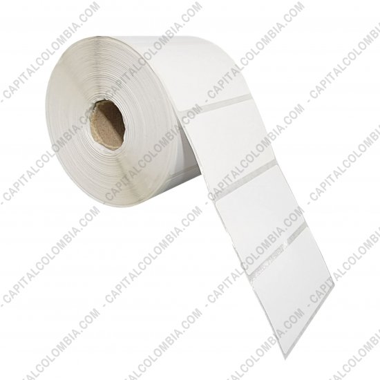 Rollos de etiquetas adhesivas y Nylon Textil, Marca: CapitalColombia - Rollo de etiquetas en papel térmico de 1000 etiquetas a una columna de 8cms x 4cms (80x40mm)