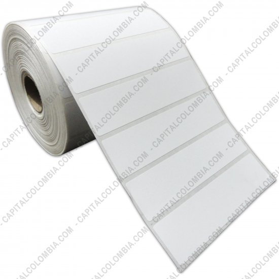 Rollos de etiquetas adhesivas y Nylon Textil, Marca: CapitalColombia - Rollo de etiquetas en papel térmico de 1.250 rótulos a una columna de 10cms x 2.5cms (100x25mm)