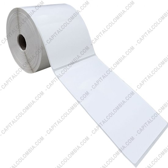 Rollos de etiquetas adhesivas y Nylon Textil, Marca: CapitalColombia - Rollo de etiquetas en polipropileno blanco de 500 rótulos a una columna 10cms x 15cms (100x150mm)