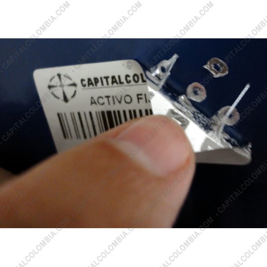 Rollos de etiquetas adhesivas y Nylon Textil, Marca: CapitalColombia - Rollo de etiquetas metalizadas de 2.500 rótulos a dos columnas 5cms x 2.5cms (50x25mm)