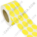 Rollo de etiquetas ovaladas color amarillo en papel de transferencia de 5.000 rótulos a tres columnas de 2.5cms x 4cms (25x40mm) Core 3" - Marca CapitalColombia