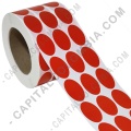 Rollo de etiquetas ovaladas color rojo en papel de transferencia de 5.000 rótulos a tres columnas de 2.5cms x 4cms (25x40mm) Core 3" - Marca CapitalColombia