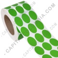 Rollo de etiquetas ovaladas color verde en papel de transferencia de 5.000 rótulos a tres columnas de 2.5cms x 4cms (25x40mm) Core 3" - Marca CapitalColombia
