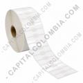 Rollo de etiquetas para joyería y ópticas en polipropileno blanco de 5.000 etiquetas a una columna 5.6cms x 1.3cms (56x13mm) - Marca CapitalColombia