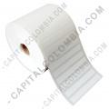 Rollos de etiquetas adhesivas y Nylon Textil, Marca: CapitalColombia - Rollo de etiquetas para joyería y ópticas en polipropileno blanco de 5.000 etiquetas a una columna 9cms x 1.1cms (90x11mm)