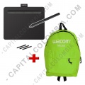 Combo Tabla Digitalizadora Wacom Intuos S Black - Lápiz 4K - CTL4100 y Morral Verde - Marca Wacom
